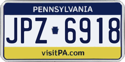 PA license plate JPZ6918