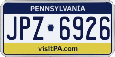 PA license plate JPZ6926