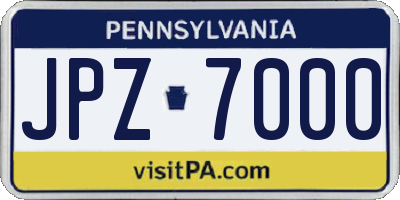 PA license plate JPZ7000