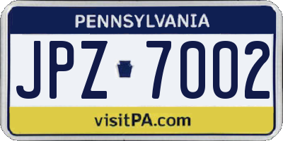 PA license plate JPZ7002