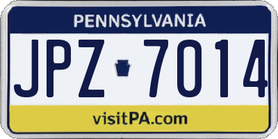PA license plate JPZ7014
