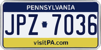PA license plate JPZ7036