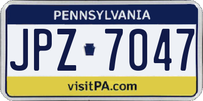 PA license plate JPZ7047