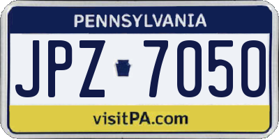 PA license plate JPZ7050
