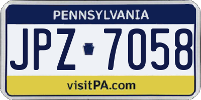 PA license plate JPZ7058