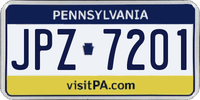 PA license plate JPZ7201