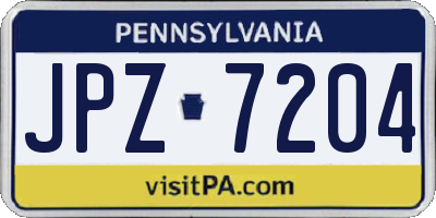 PA license plate JPZ7204