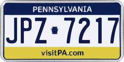PA license plate JPZ7217