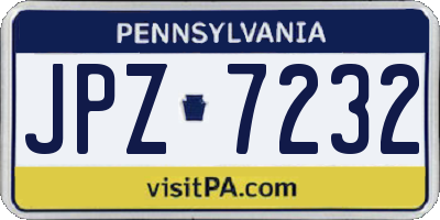 PA license plate JPZ7232