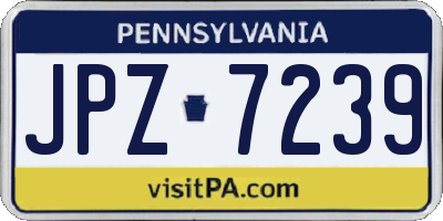 PA license plate JPZ7239