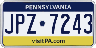 PA license plate JPZ7243