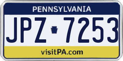 PA license plate JPZ7253
