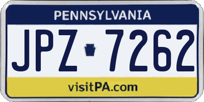 PA license plate JPZ7262
