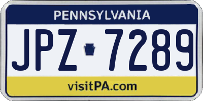 PA license plate JPZ7289