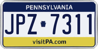 PA license plate JPZ7311