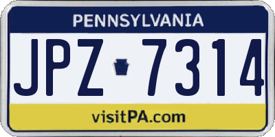 PA license plate JPZ7314
