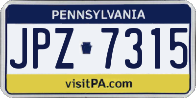 PA license plate JPZ7315