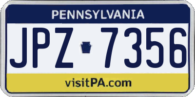 PA license plate JPZ7356