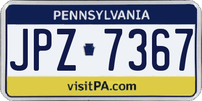 PA license plate JPZ7367