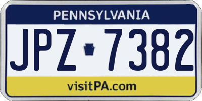 PA license plate JPZ7382