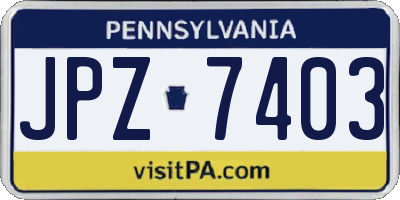 PA license plate JPZ7403