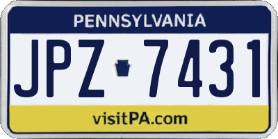 PA license plate JPZ7431