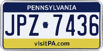 PA license plate JPZ7436