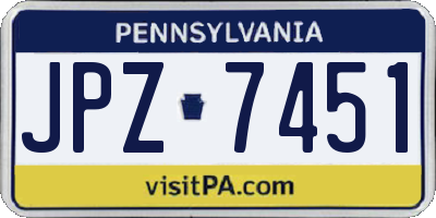 PA license plate JPZ7451