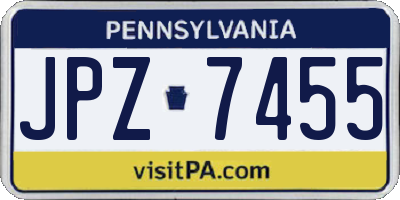 PA license plate JPZ7455