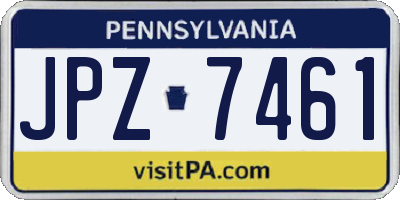 PA license plate JPZ7461