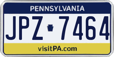 PA license plate JPZ7464