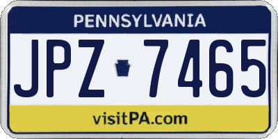 PA license plate JPZ7465