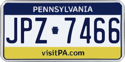 PA license plate JPZ7466
