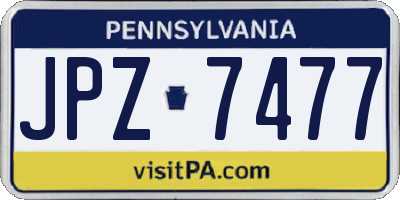 PA license plate JPZ7477