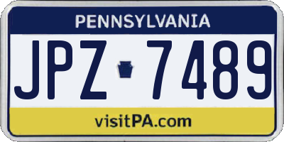 PA license plate JPZ7489