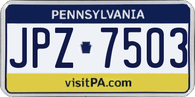 PA license plate JPZ7503