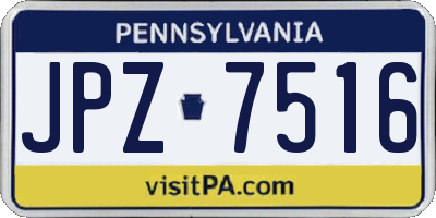 PA license plate JPZ7516