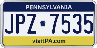 PA license plate JPZ7535