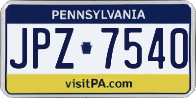 PA license plate JPZ7540