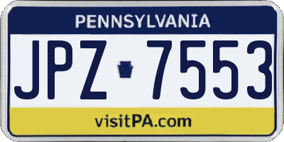 PA license plate JPZ7553
