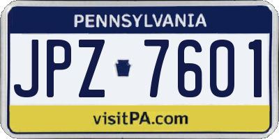 PA license plate JPZ7601