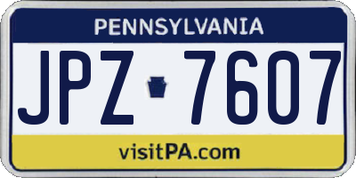 PA license plate JPZ7607