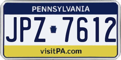 PA license plate JPZ7612