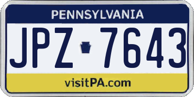 PA license plate JPZ7643