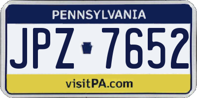 PA license plate JPZ7652