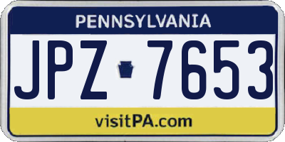 PA license plate JPZ7653