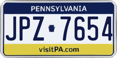 PA license plate JPZ7654