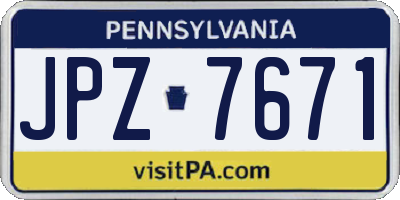 PA license plate JPZ7671