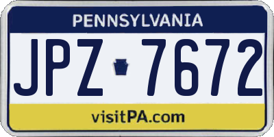 PA license plate JPZ7672
