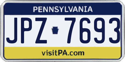 PA license plate JPZ7693